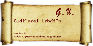 Gyömrei Urbán névjegykártya